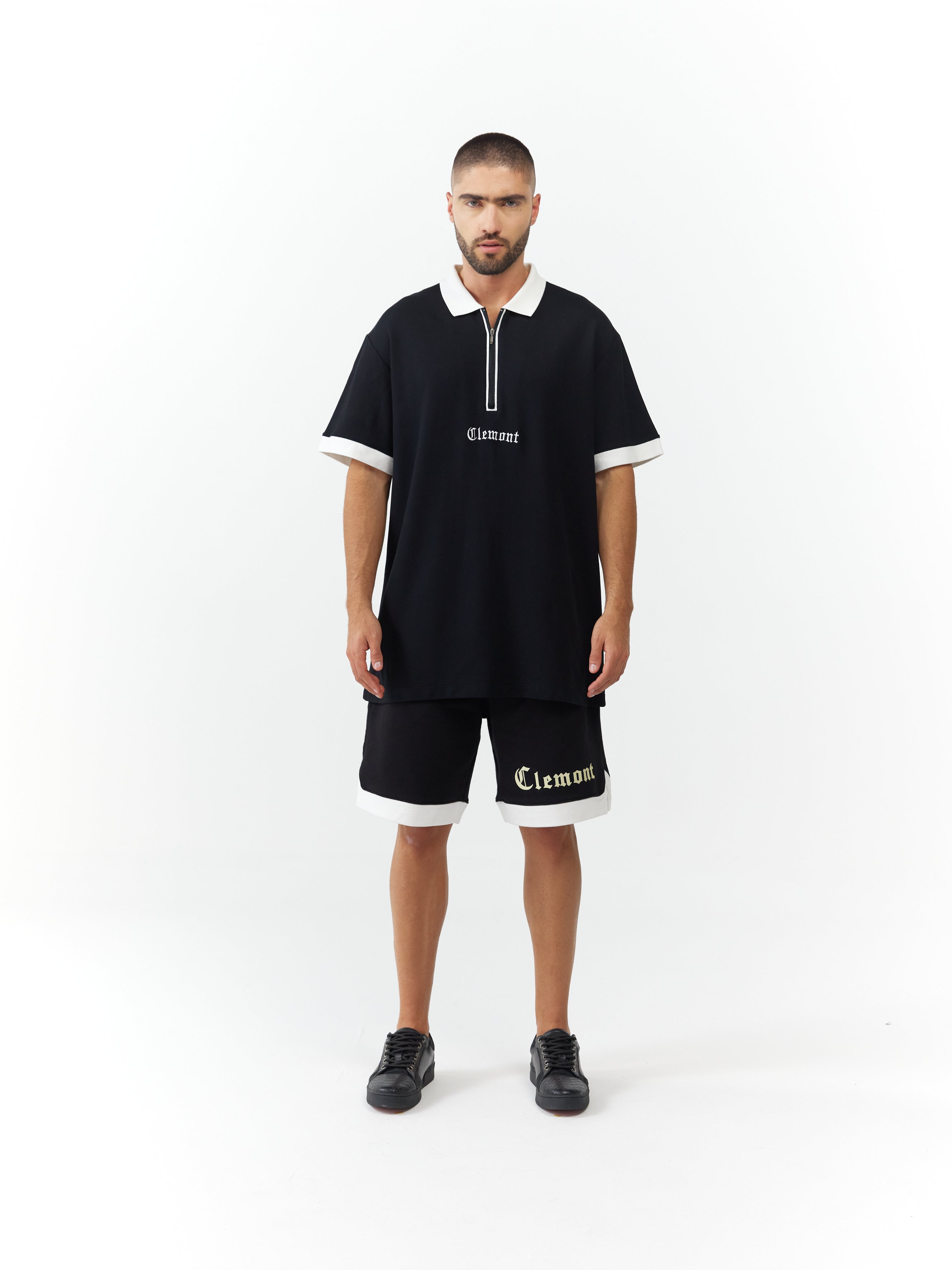 POLO SHIRT MEN RETICOLO BLACK CLEMONT