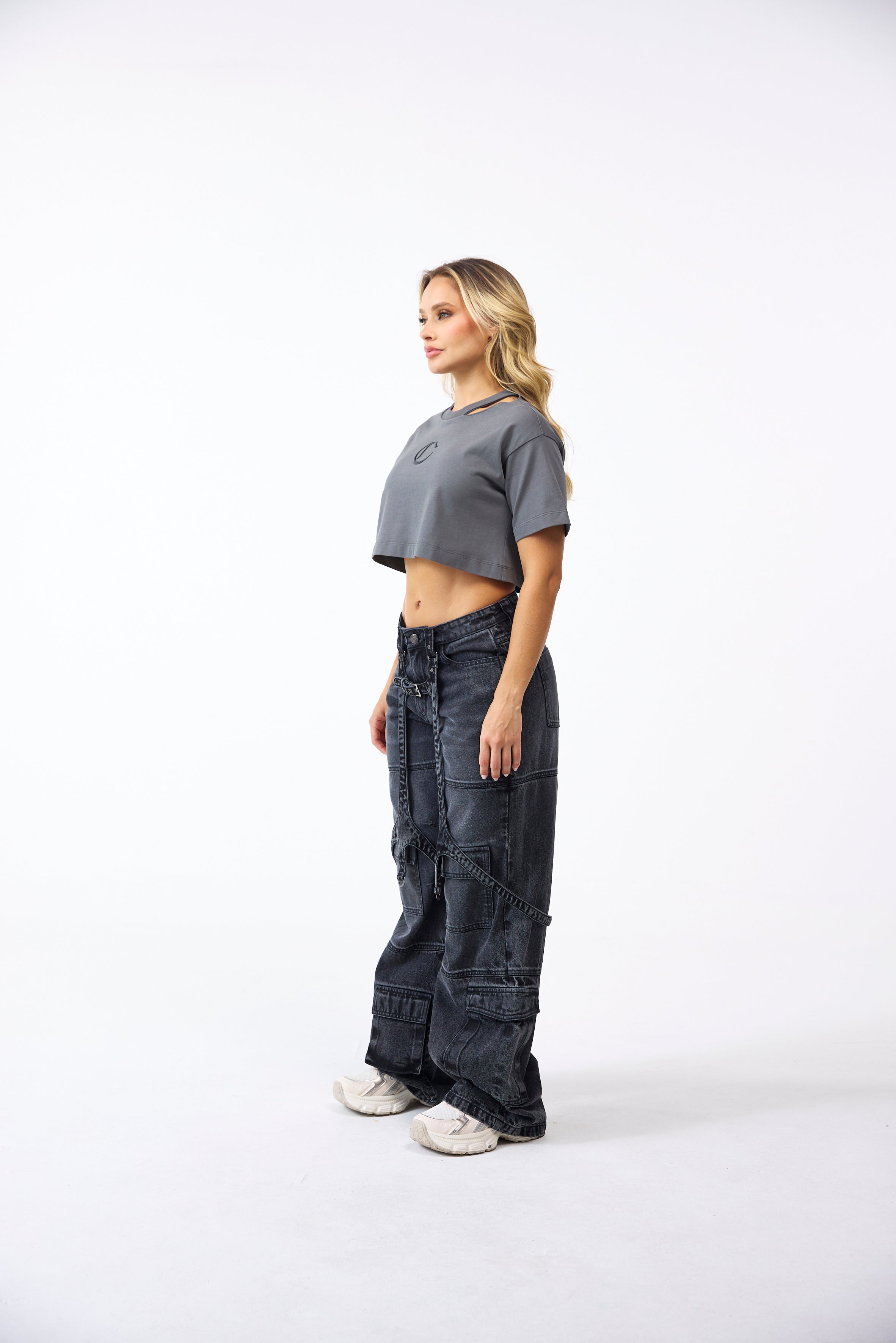 CROPTOP OVERSIZED MUJER CENERE GRIS OSCURO CLEMONT