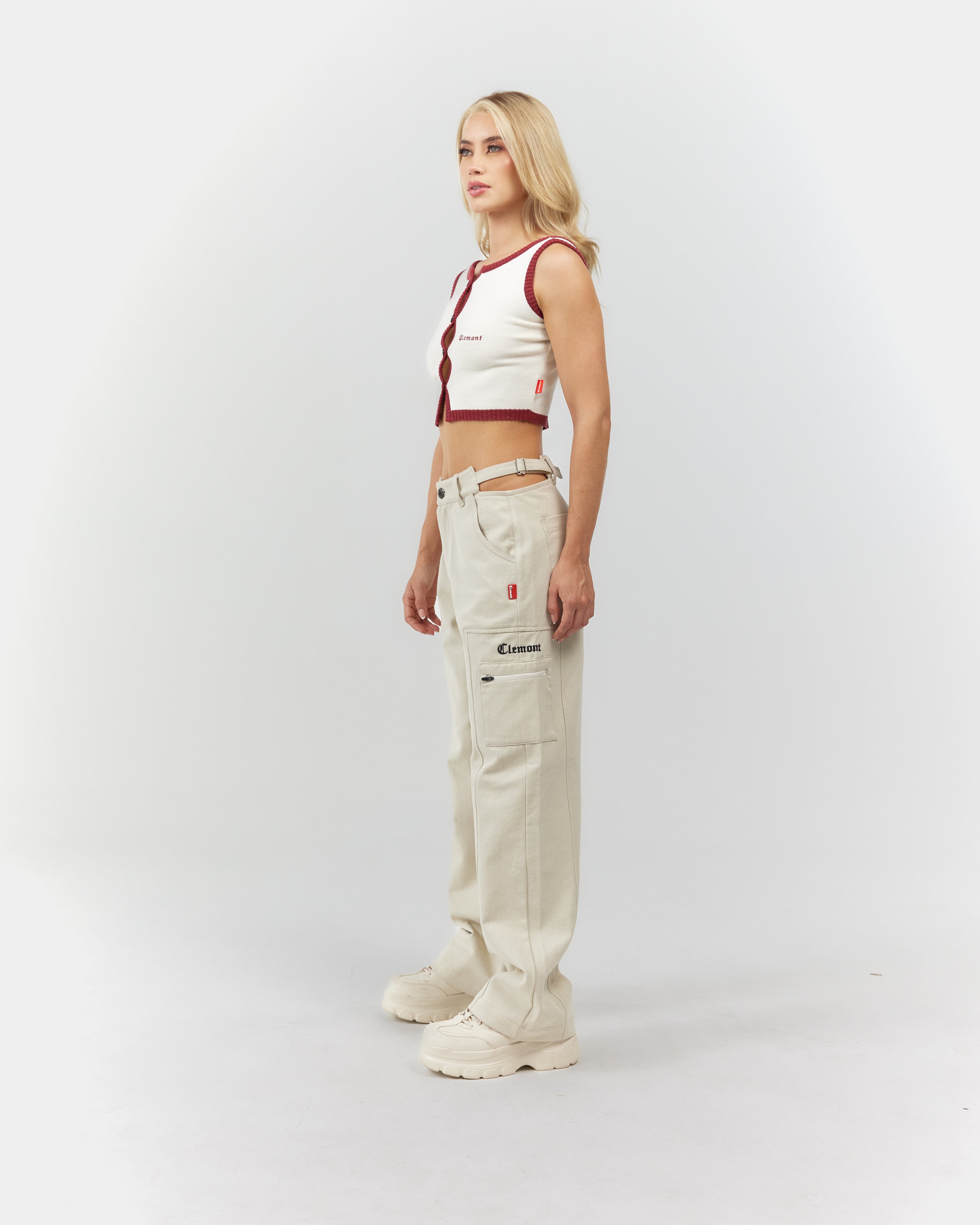 CROP TOP WOMEN  ELEGANZA CREAM/RED CLEMONT